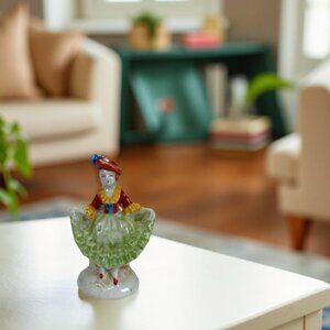 Vintage Occupied Japan Victorian Lady Figurine with Ruffled Dress
